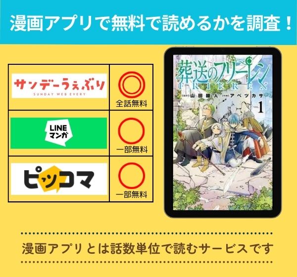 「葬送のフリーレン」の漫画を無料で読めるアプリ一覧