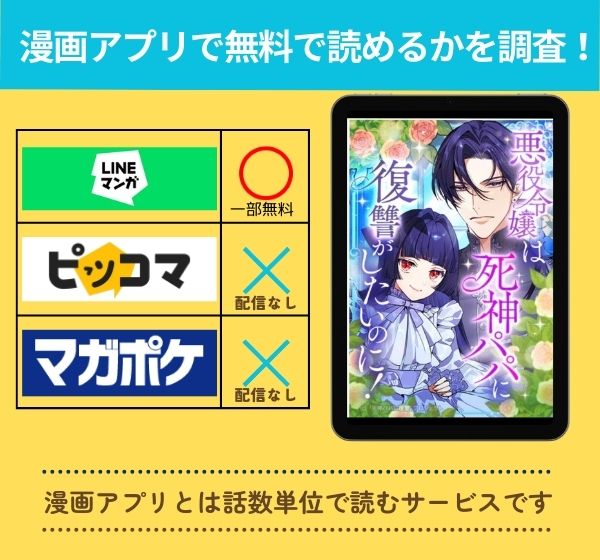 悪役令嬢は死神パパに復讐がしたいのに！ ～人生2周目、パパの心の声が可愛すぎてまさかの愛され物語！？～の漫画を無料で読めるアプリ一覧