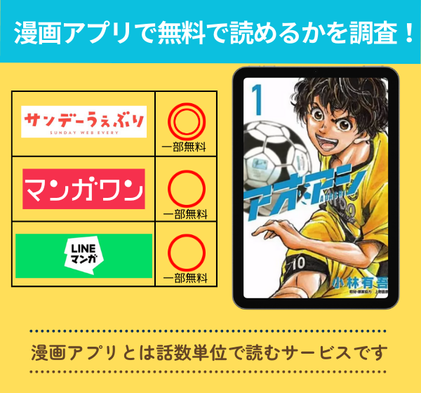 アオアシの漫画を無料で読めるアプリ一覧