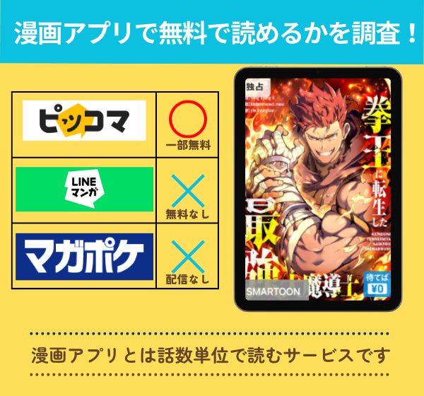 拳王に転生した最強大魔導士の漫画を無料で読めるアプリ一覧