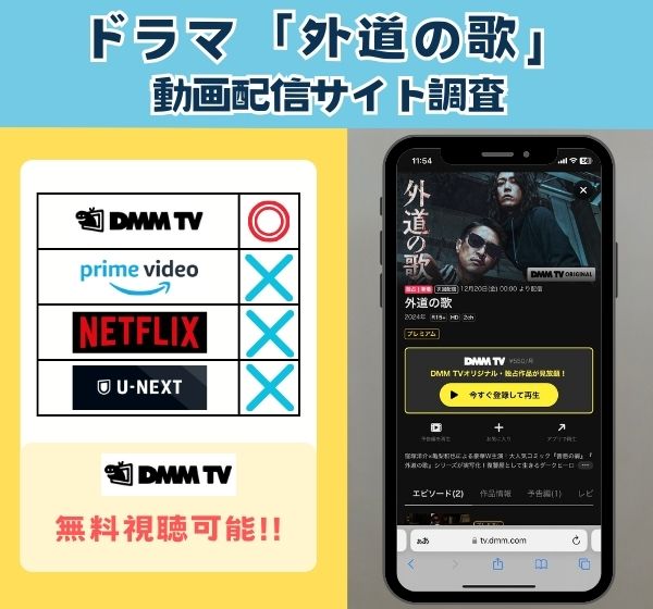 ドラマ「外道の歌」を無料視聴できる動画配信サイトを独自調査！