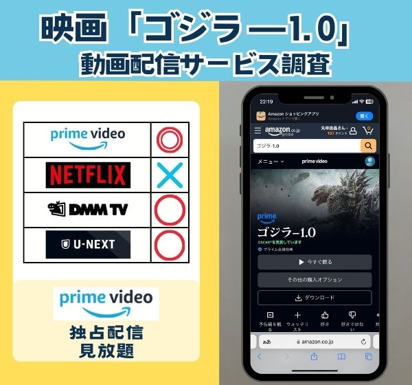 「ゴジラ－1.0」を無料視聴できる動画配信サイトを独自調査！