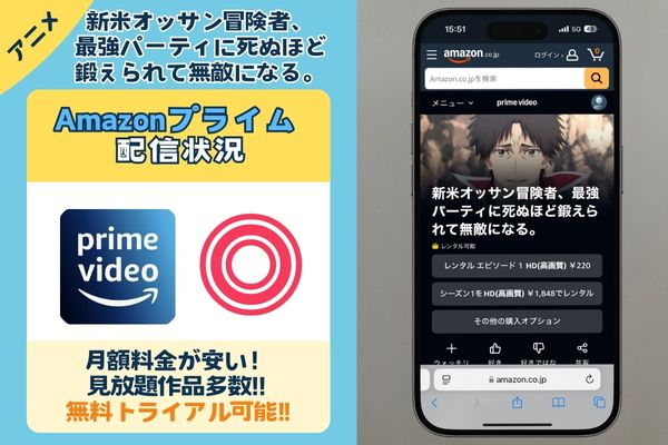 「新米オッサン冒険者、最強パーティに死ぬほど鍛えられて無敵になる。」Amazonプライム 配信状況