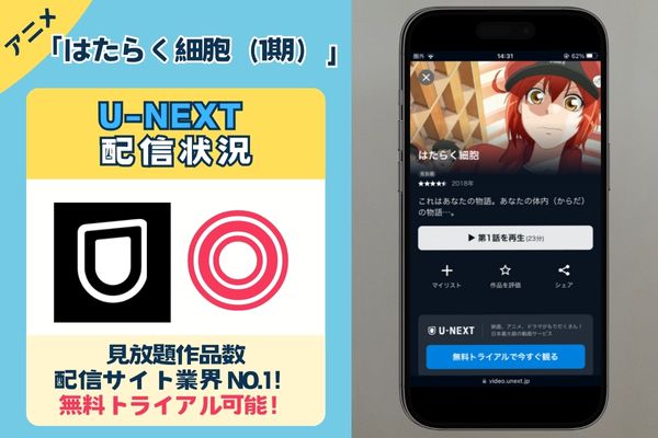 アニメ「はたらく細胞（1期）」を一番お得に視聴できる動画配信サービスは「うunext」