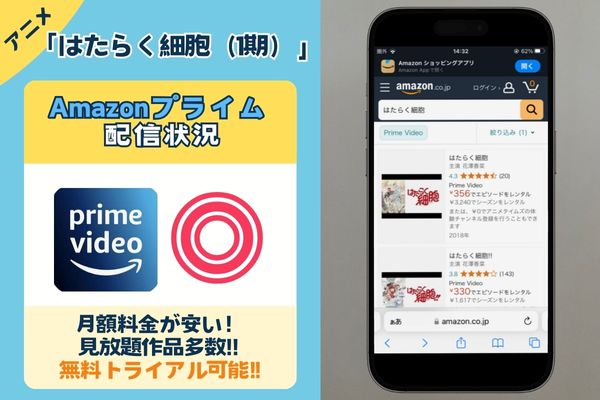 アニメ「はたらく細胞（1期）」はamazonprimeで観れる？