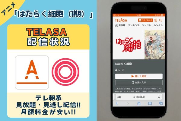 アニメ「はたらく細胞（1期）」はtelasaで観れる？