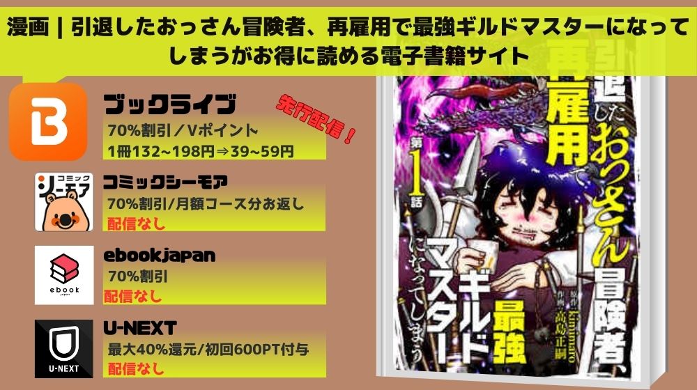 「引退したおっさん冒険者、再雇用で最強ギルドマスターになってしまう」 無料