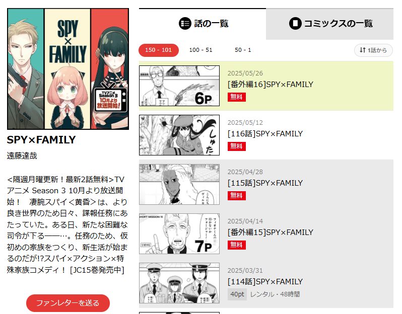 ジャンプ+ スパイファミリー　最新話