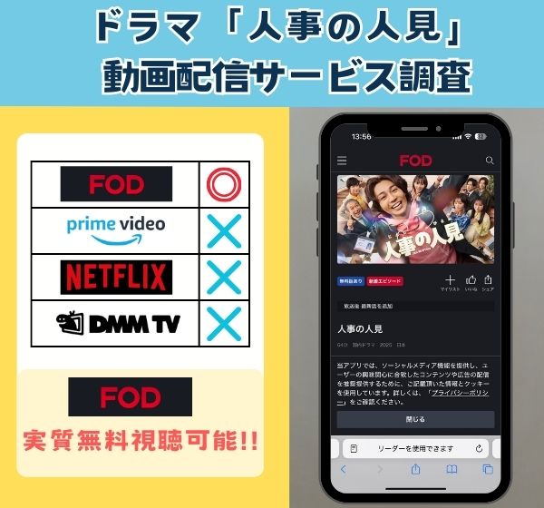 ドラマ「人事の人見」を無料視聴できる動画配信サイトを独自調査!