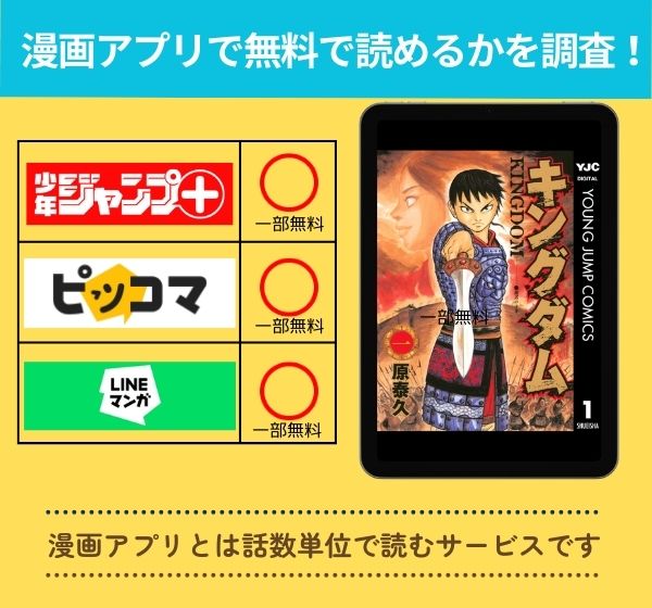 キングダムの漫画を無料で読めるアプリ一覧