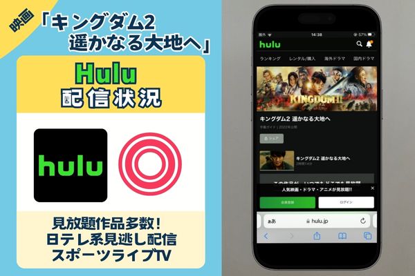 映画「キングダム2 遥かなる大地へ」を一番お得に配信しているのは「hulu」無料視聴◎