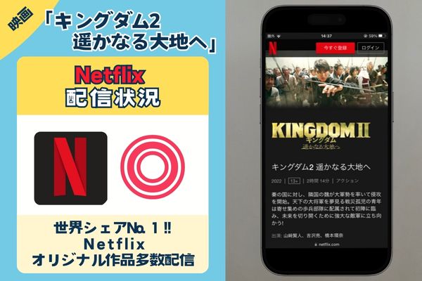 映画「キングダム2 遥かなる大地へ」を一番お得に配信しているのは「netflix」無料視聴◎