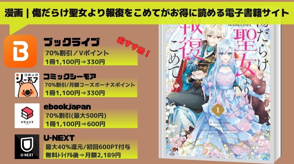 漫画傷だらけ聖女より報復をこめて 全巻無料