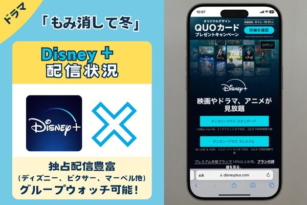 ドラマ「もみ消して冬」はDisney＋で配信している？