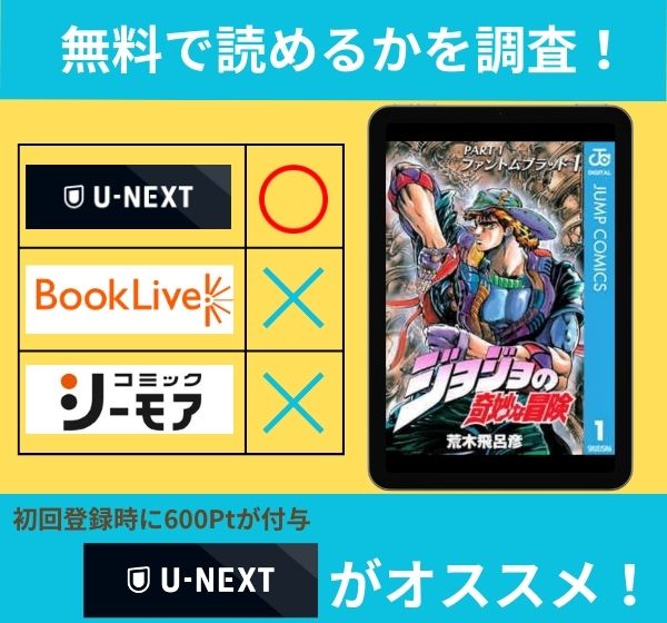 「ジョジョの奇妙な冒険」の漫画を無料で読めるサイト一覧