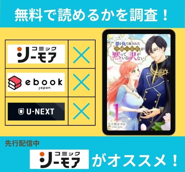 恩を仇で返された令嬢の家族が黙っている訳がないの漫画を無料で読めるサイト一覧