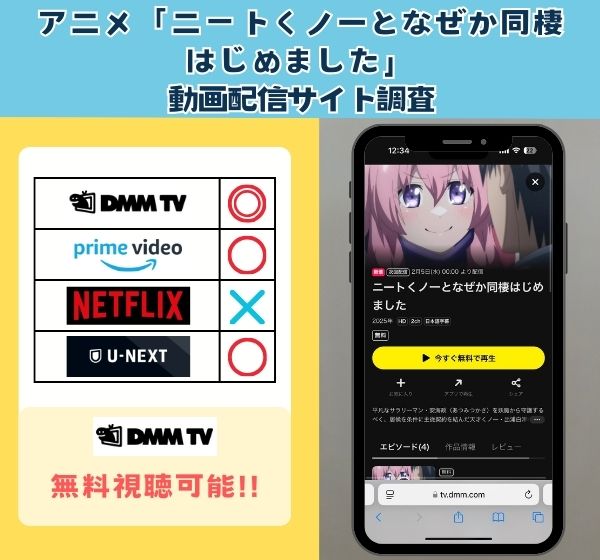 アニメ「ニートくノ一となぜか同棲はじめました」を無料視聴できる動画配信サイトを独自調査!