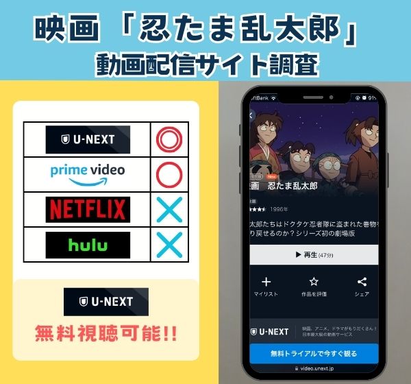 「映画 忍たま乱太郎」を無料視聴できる動画配信サイトを独自調査！