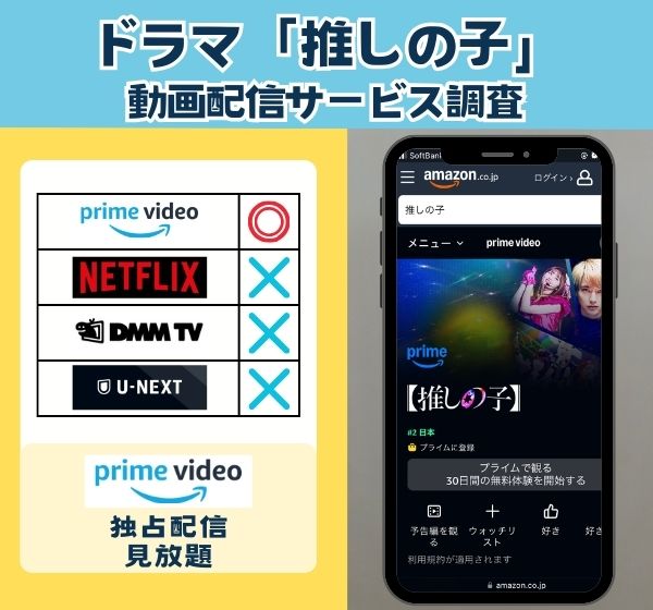 実写ドラマ「推しの子」を無料視聴できる動画配信サイトを独自調査！