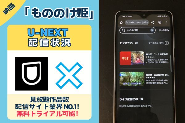 もののけ姫　U-NEXT配信状況