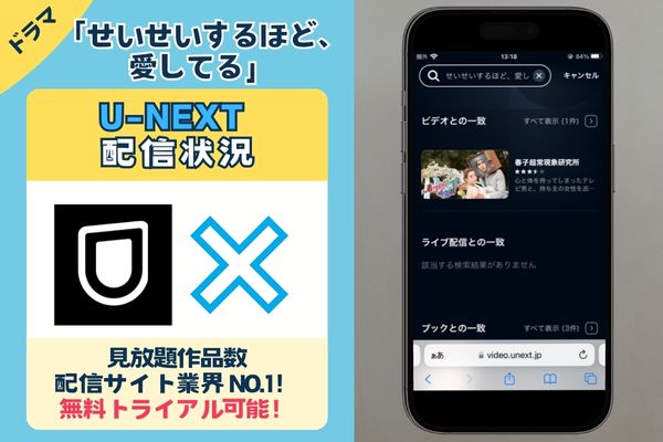 ドラマ「せいせいするほど、愛してる」はU-NEXTで配信している？