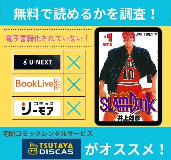 スラムダンクの漫画を電子書籍サービスにて無料で読めるか調査