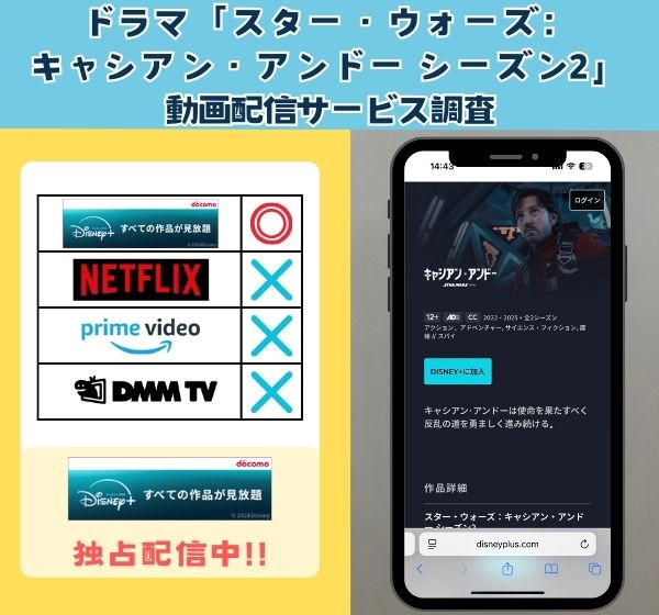 ドラマ「スター・ウォーズ:キャシアン・アンドー シーズン2」を無料視聴できる動画配信サイトを独自調査!