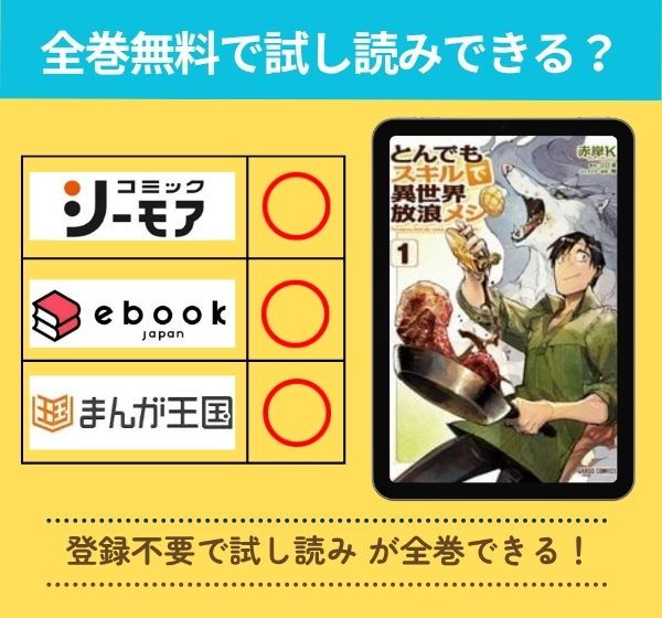 とんでもスキルで異世界放浪メシの漫画を全巻無料で試し読み