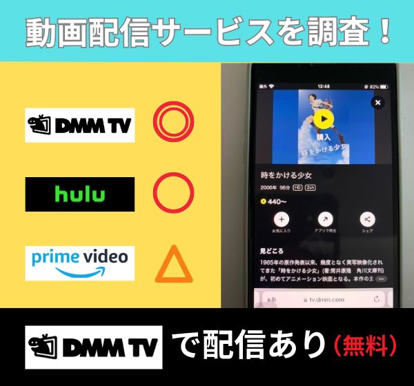 「時をかける少女」を無料視聴できる動画配信サイトを独自調査！