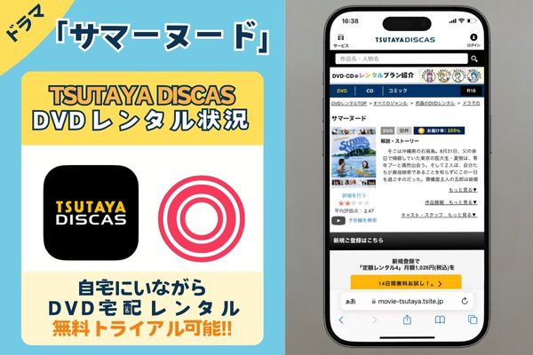 ドラマ「サマーヌード」の配信動画を無料視聴できるのは「TSUTAYA DISCAS」だけ！