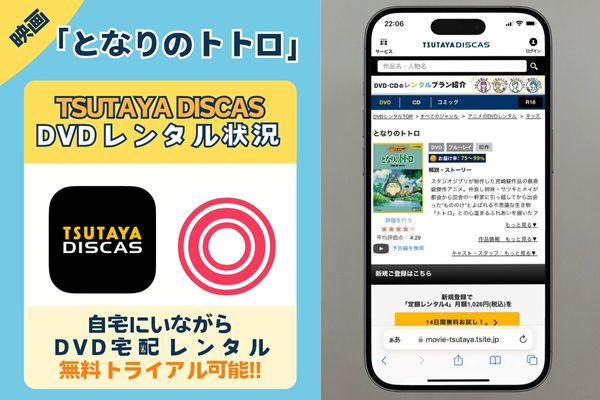 映画「となりのトトロ」を配信しているサイトは「TSUTAYA DISCAS」だけ！