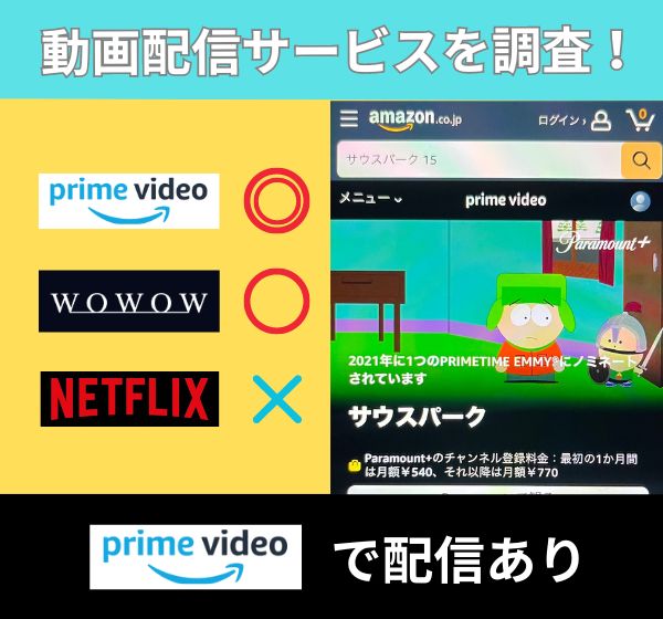 「サウスパーク」の配信サイトで無料視聴できるのはどこ？