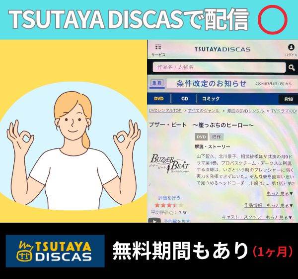 「ブザービート」を無料配信中のサービスはTSUTAYA DISCASだけ！