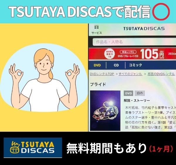 ドラマ「プライド」を無料視聴できるのは「TSUTAYA DISCAS」だけ！