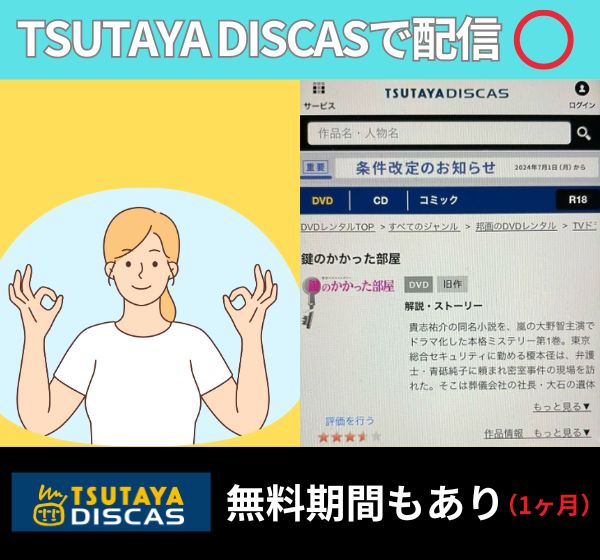 【無料】鍵のかかった部屋を視聴できるのは「TSUTAYA DISCAS」のDVDだけ！