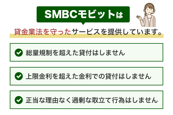 SMBCモビットは貸金業法を守りサービスを提供している正規業者