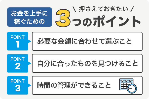 お金を上手に稼ぐための3つのポイント