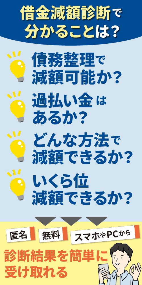 借金減額診断で分かることを表したオリジナルイラスト