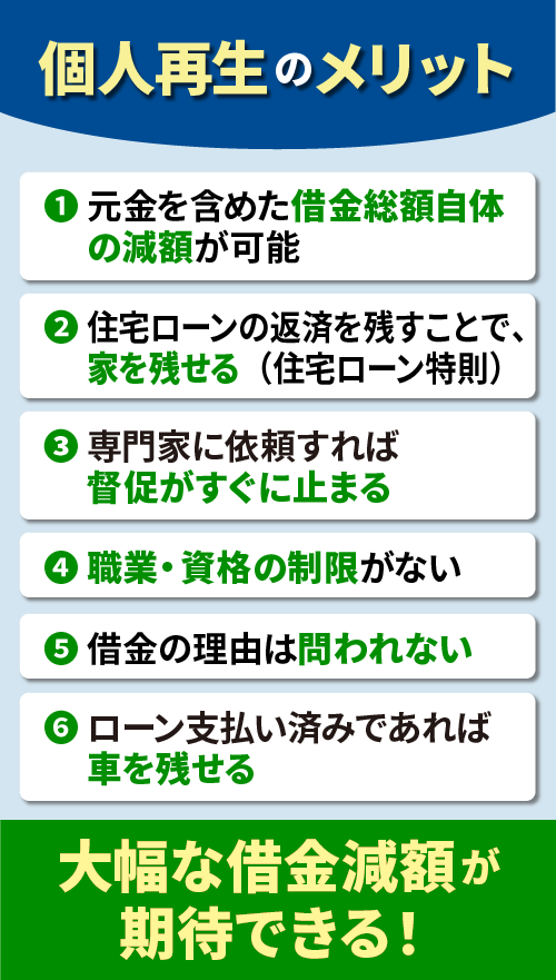 個人再生のメリットを表したオリジナルイラスト