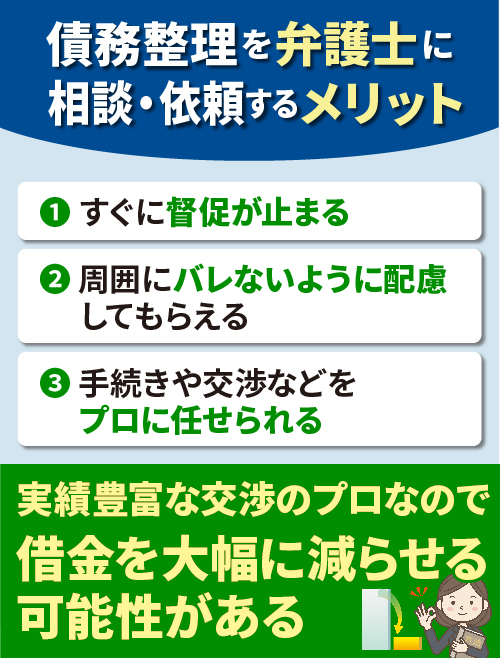 債務整理を弁護士に依頼するのがおすすめの理由を表したオリジナルイラスト