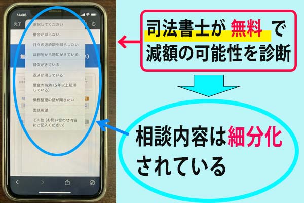 アヴァンス法う事務所の減額診断の手順4-1