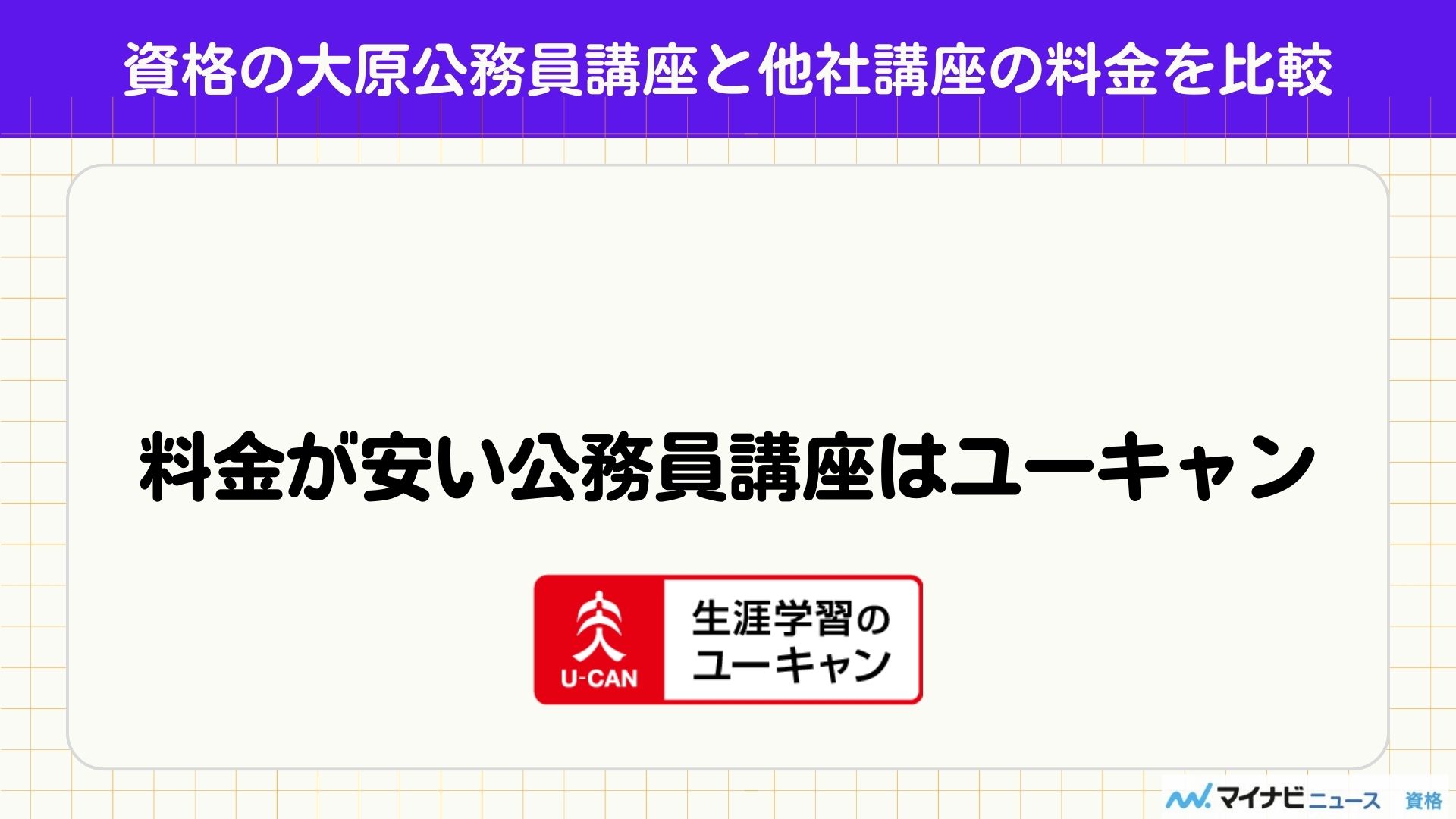資格の大原の公務員講座と他社の講座を料金で比較