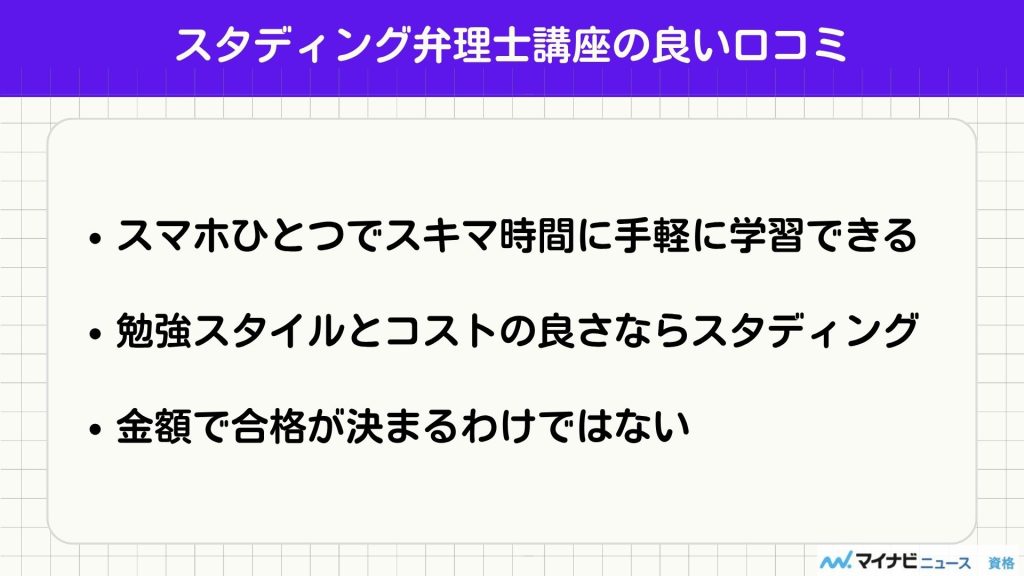 スタディング 弁理士 良い口コミ