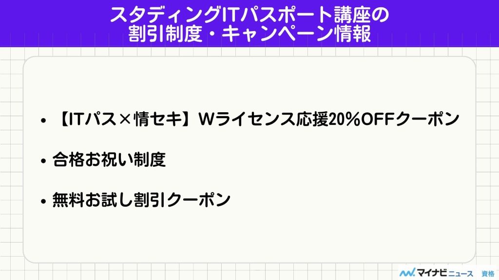 スタディング ITパスポート 割引キャンペーン