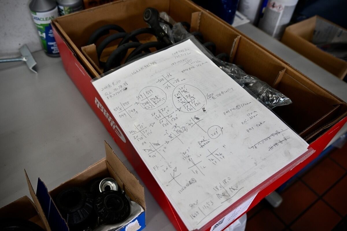 フォルクスワーゲン「ゴルフⅡ」の手書きの整備データ