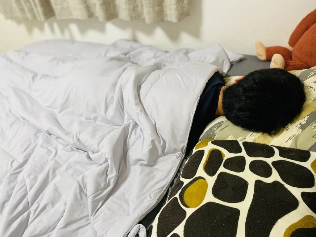 BAKUNE Comforter Coolで寝ている写真