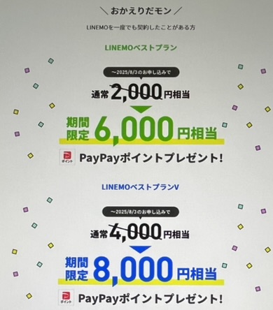 LINEMOおかえりだモンキャンペーン