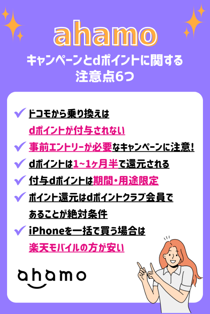 ahamoのキャンペーンとdポイントに関する注意点