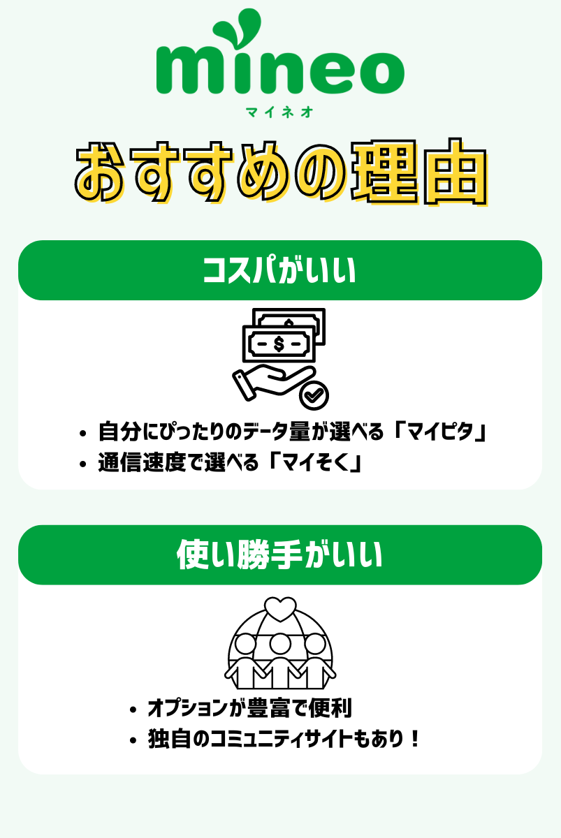 mineoはコスパ良く使い勝手の良い格安SIM！【2024年9月最新】