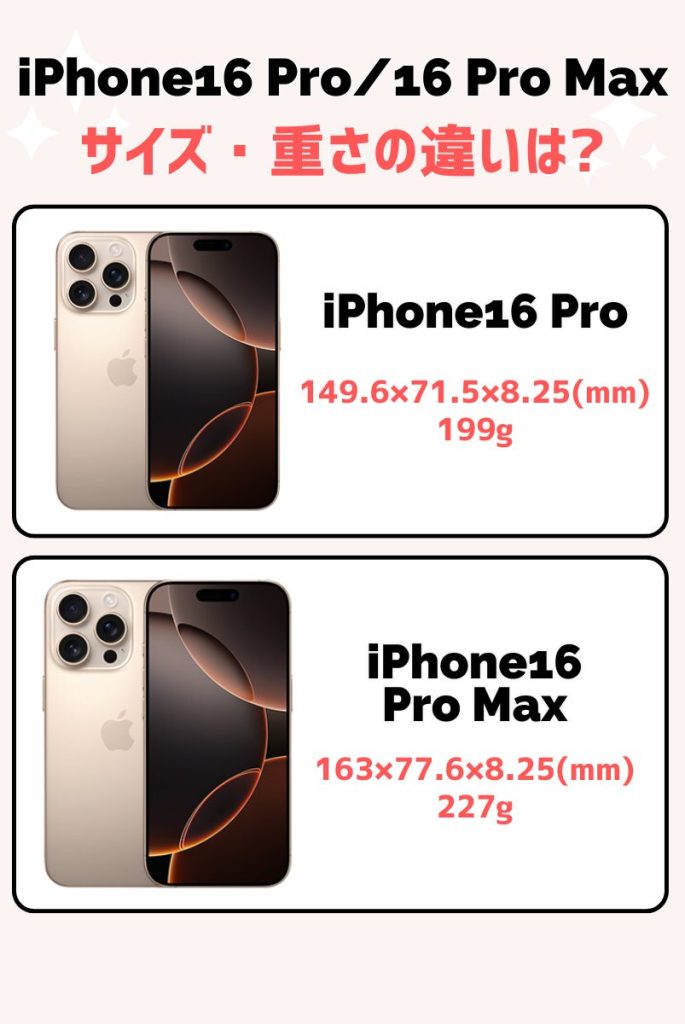 iPhone16ProとiPhone16 ProMaxの違い